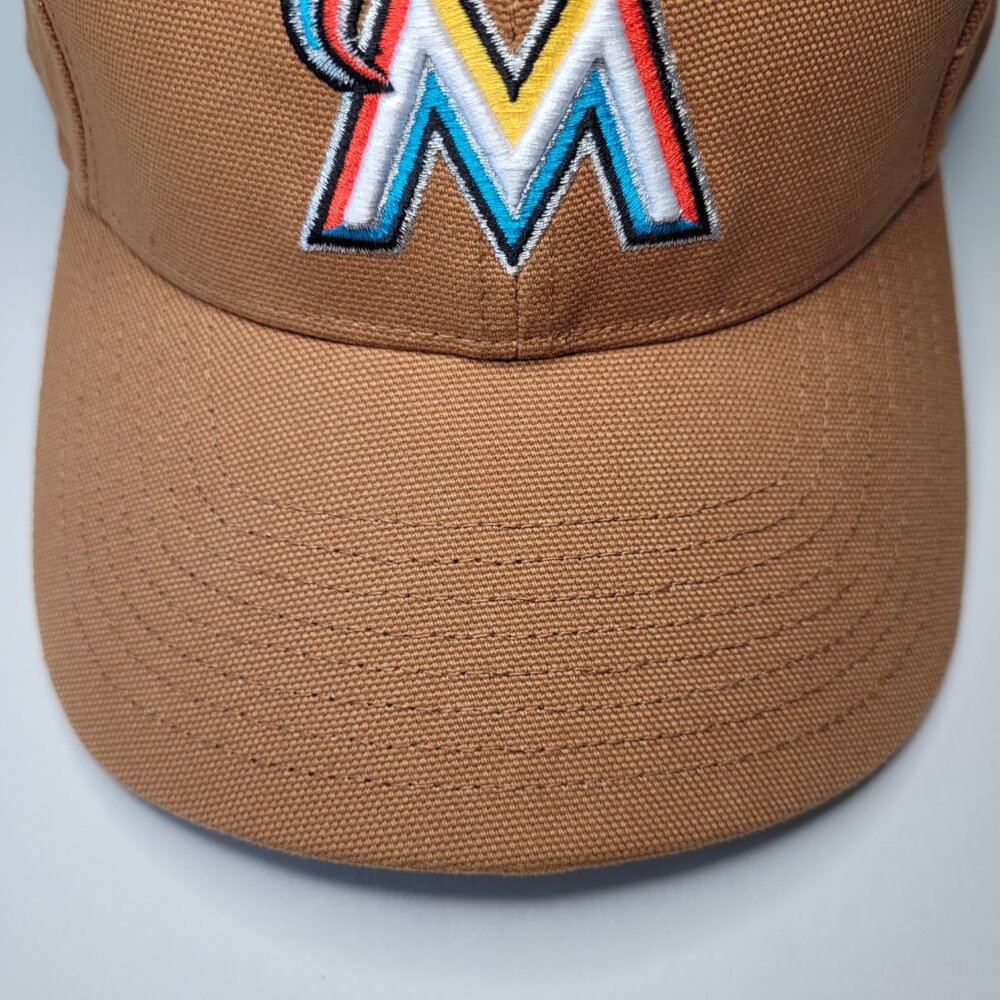 47 Brand Miami Marlins Hat Carhartt x '47 Mens Brown Adjustable Cap MLB Baseball - Picture 8 of 14
